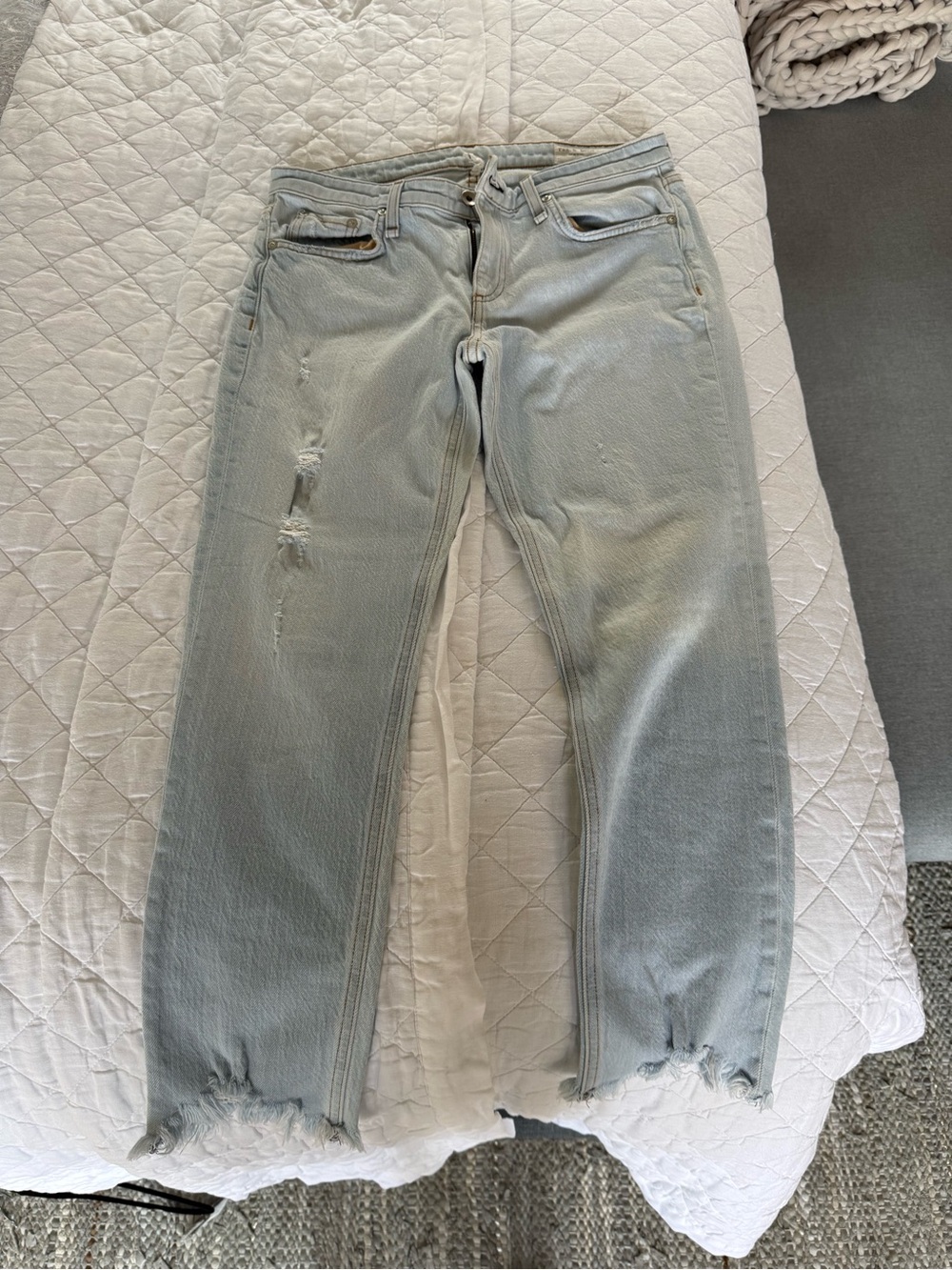 rag & bone Pale Blue Distressed Boyfriend Jeans